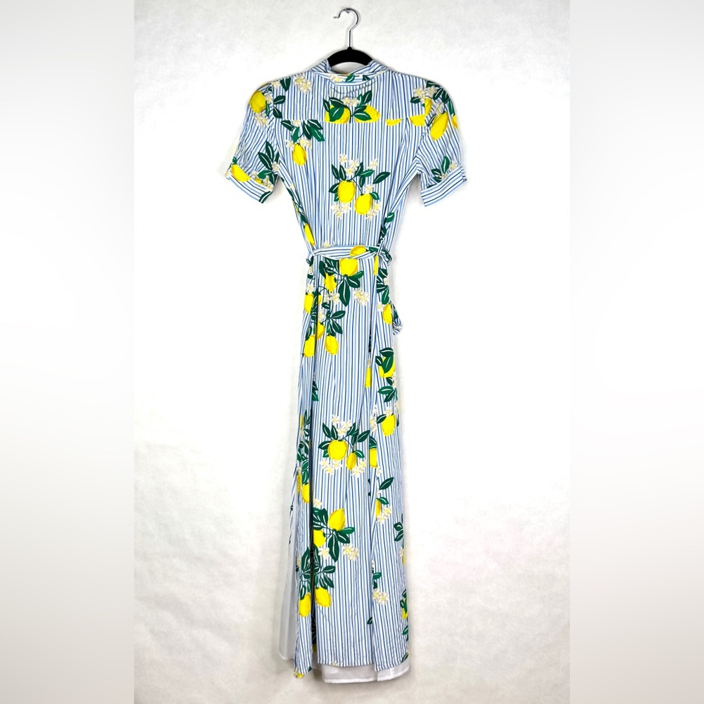 DRAPER JAMES Collection Lemon Blossom Floral Silk Maxi Shirtdress - Sz 0 - Picture 7 of 11